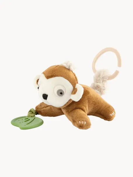 Aktivitäts-Spielzeug Maci the Monkey, Bezug: 100 % Polyester, Braun, Off White, Grün, B 22 x H 7 cm