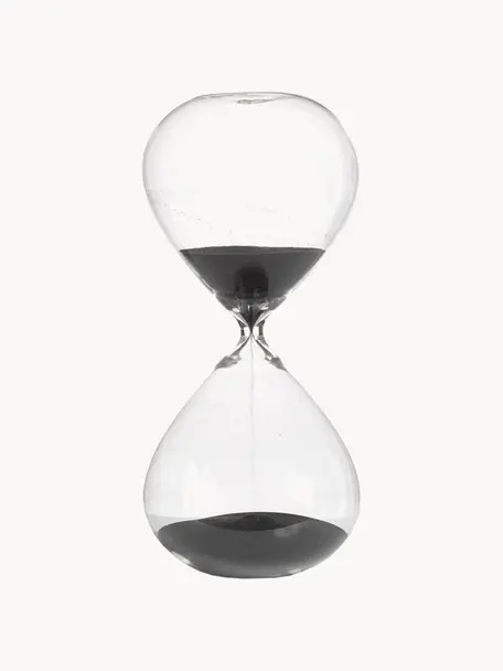 Glazen zandloper Ball, 90 minuten, Zwart, Ø 14 x H 30 cm