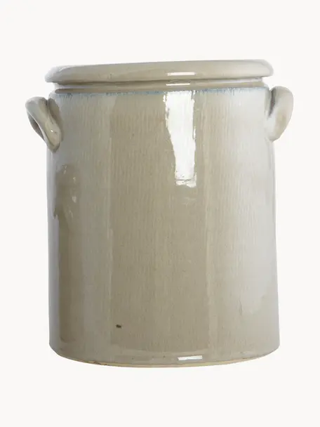 Kvetináč Pottery, V 24 cm, Biela hlina, Svetlobéžová, Ø 20 x V 24 cm