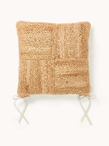 In- & Outdoorsitzkissen Bono aus Jute, 2 Stück, Vorderseite: 100 % Jute, Rückseite: 100 % Baumwolle, Ocker, B 40 x L 40 cm