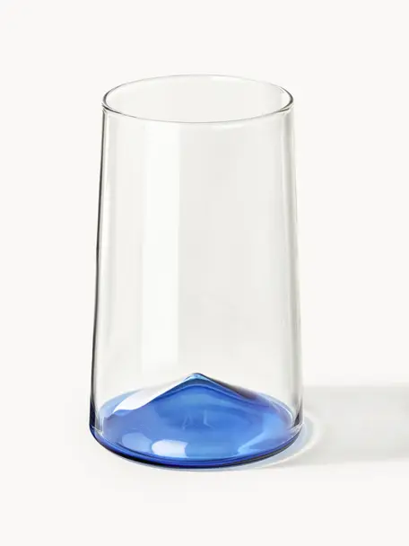 Szklanka ze szkła dmuchanego Hadley, 4 szt., Szkło borokrzemowe, Transparentny, niebieski, Ø 8 x W 12 cm, 360 ml