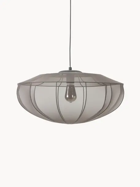 Lampa wisząca z siateczki Beau, Stelaż: metal malowany proszkowo, Szary, Ø 60 x W 29 cm