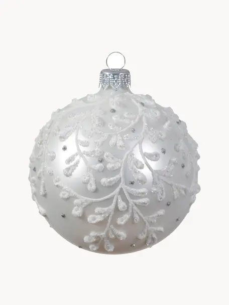 Pallina di Natale Durra 6 pz, Vetro, Argentato, bianco, Ø 8 cm