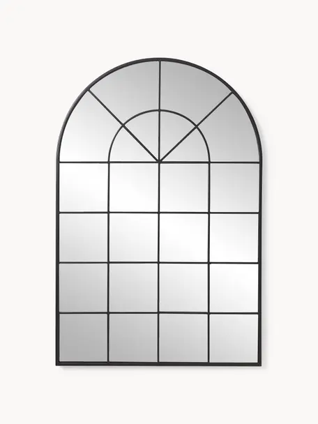 Wandspiegel Clarita in vensterlook, Lijst: gepoedercoat metaal, Zwart, B 60 x H 90 cm
