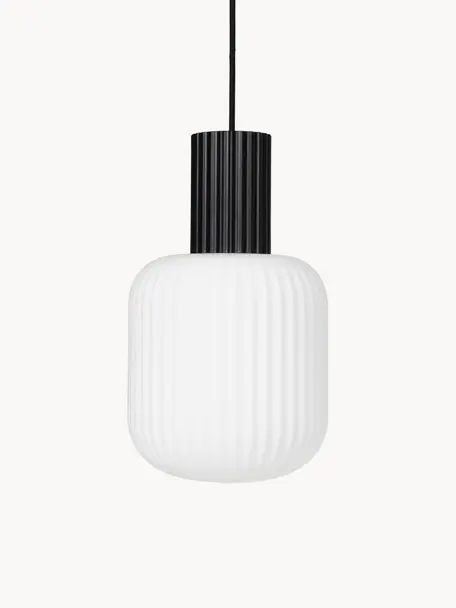 Malé závěsné svítidlo Lolly, Bílá, černá, Ø 20 cm, V 34 cm
