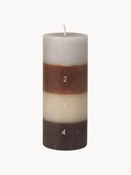 Adventskalenderkaars Helfarvet, Paraffine, Bruin, beige, Ø 7 x H 17 cm