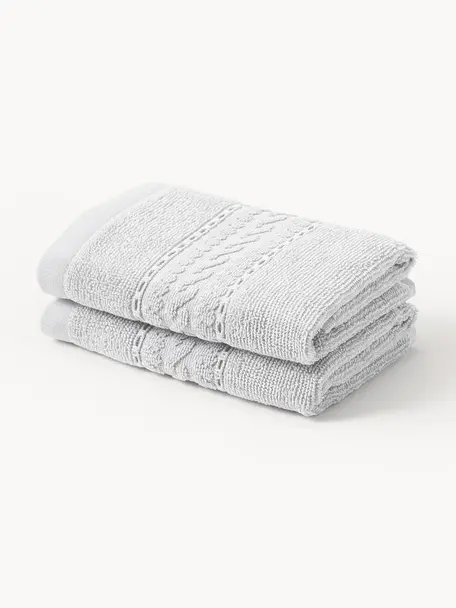 Asciugamano in varie misure Cordelia, 100% cotone, Grigio chiaro, Asciugamano, Larg. 50 x Lung. 100 cm, 2 pz