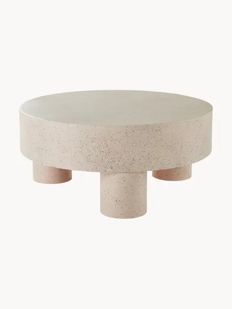 Mesa de centro redonda Malaro, Hierro con pintura en polvo, Beige moteado, Ø 90 cm