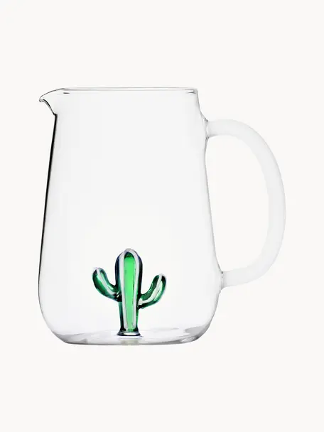 Pichet à eau artisanal Desert, 1,8 L, Verre borosilicate, Transparent, vert, 1,8 L