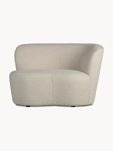 Grand fauteuil en tissu bouclé Sibylla, Tissu bouclé beige clair, larg. 112 x prof. 80 cm