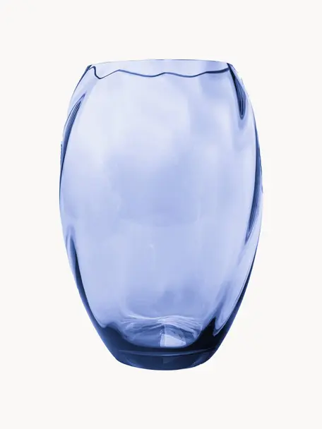 Jarrón artesanal Elipse, Vidrio, Azul real, Ø 16 x Al 23 cm