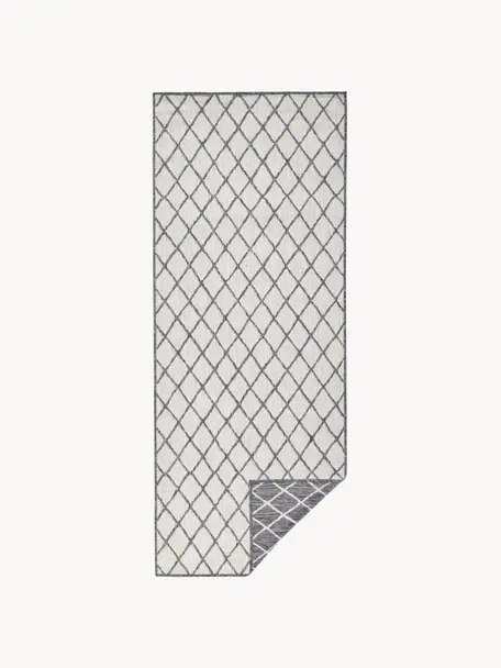 Interiérový a exteriérový oboustranný běhoun Malaga, 100 % polypropylen, Tlumeně bílá, šedá, Š 80 cm, D 250 cm