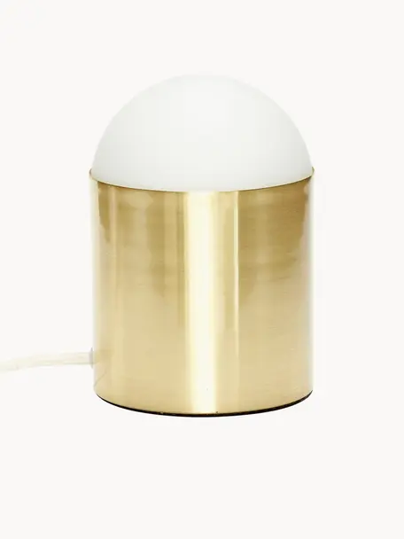 Kleine Tischlampe Sculpture, Lampenschirm: Glas, Lampenfuß: Metall, beschichtet, Weiß, Goldfarben, Ø 12 x H 19 cm