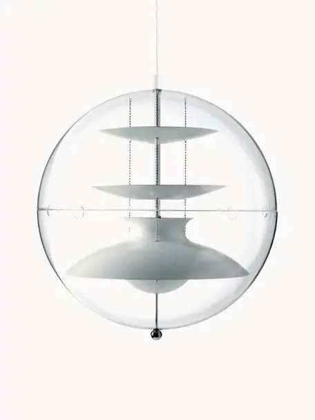 Lámpara de techo de diseño Panto, Pantalla: poliacrílico, Cable: cubierto en tela, Blanco, Ø 40 x Al 40 cm