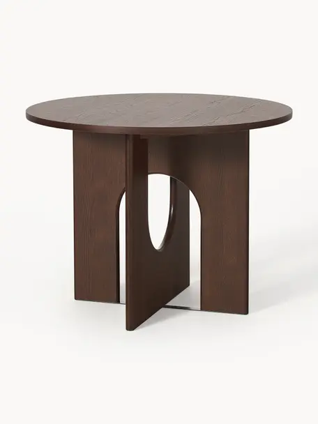 Tavolo rotondo Apollo, in varie misure, Gambe: legno di quercia laccato,, Legno di quercia laccato marrone scuro, Ø 100 cm