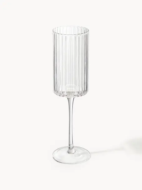 Ručně foukané sklenice na sekt Aleo, 4 ks, Sklo, Transparentní, Ø 7 cm, V 23 cm, 240 ml
