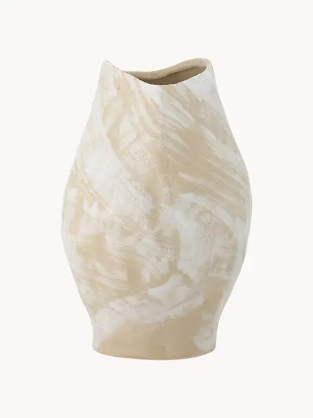 Vase à poser au sol Obsa, haut. 31 cm, Grès cérame, Beige clair, blanc, Ø 20 x haut. 31 cm