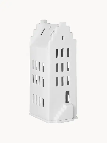 Świecznik domek z porcelany Living, Porcelana, Biały, S 8 x W 20 cm