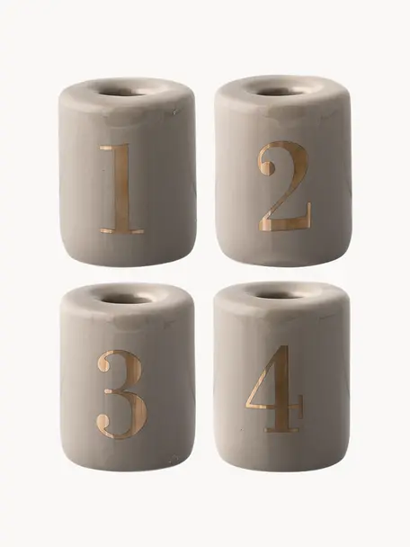 Komplet świeczników adwentowych Koda, 4 elem., Kamionka, Beżowy, odcienie złotego, Ø 6 x W 8 cm