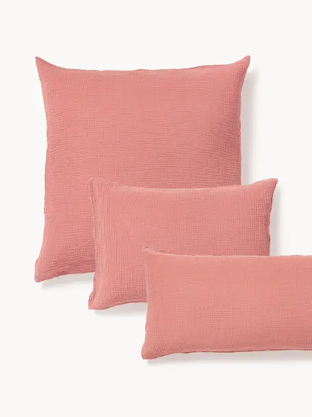 Funda de almohada de muselina Odile, Rosa palo, An 45 x L 110 cm