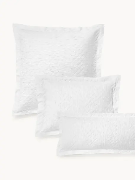 Baumwoll-Kopfkissenbezug Jonie mit strukturierter Oberfläche und Stehsaum, Weiss, B 40 x L 80 cm