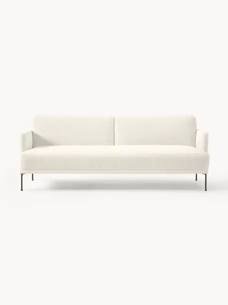 Teddy-Schlafsofa Fluente (3-Sitzer), Bezug: Teddy (100 % Polyester) D, Gestell: Massives Kiefernholz, Füße: Metall, pulverbeschichtet, Teddy Off White, B 220 x T 88 cm