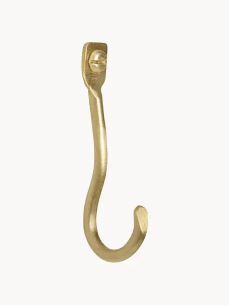 Handgefertigte Messing-Wandhaken Curvature, 3 Stück, Messing, Messing, matt, B 1 x H 6 cm