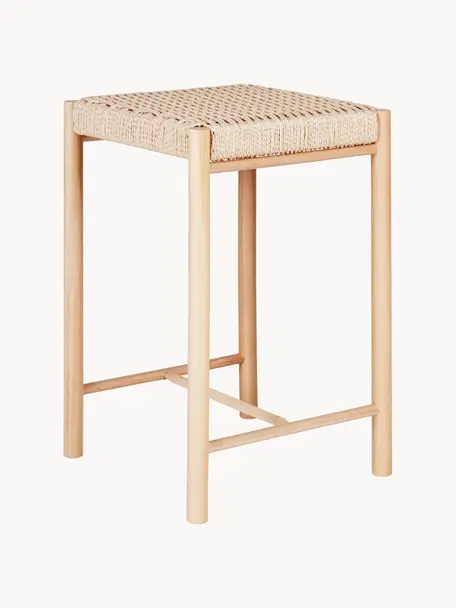 Barová stolička z topolového dřeva Abano, Topolové dřevo, papírová sňůra, Topolové dřevo, Š 42 cm, V 67 cm
