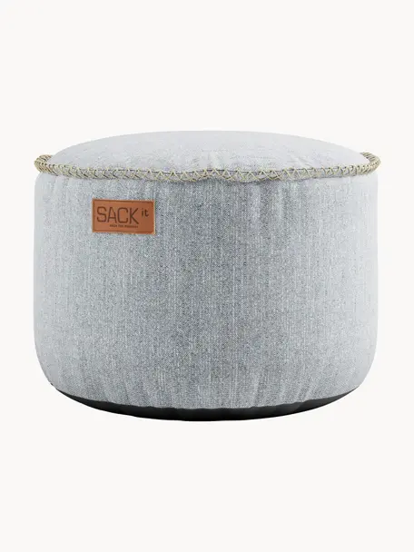 Pouf da giardino Cobana, Rivestimento: olefina, fibra sintetica, Tessuto grigio chiaro, Ø 50 x Alt. 35 cm