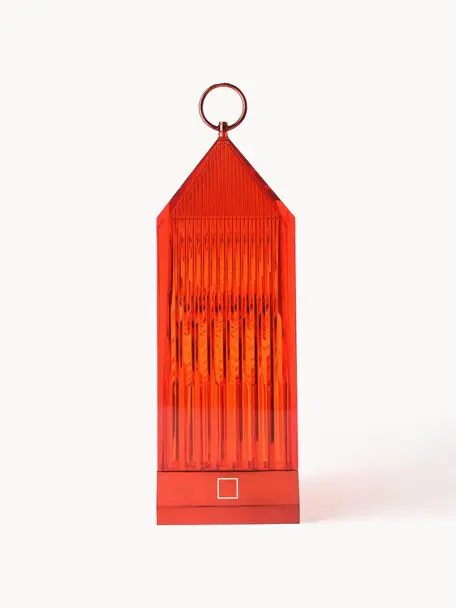 Prenosná exteriérová stolová LED lampa Lantern, Plast, Červená, Š 10 x V 31 cm