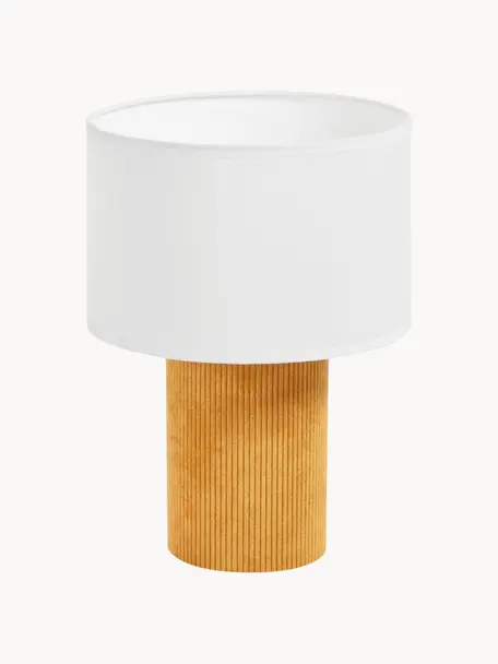 Malá manšestrová stolní lampa Bianella, Krémově bílá, hořčicově žlutá, Ø 20 cm x V 29 cm