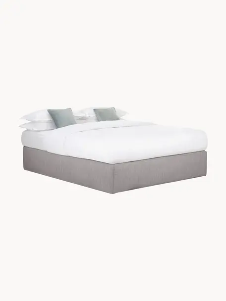 Letto boxspring Enya, Rivestimento superiore: 45% cotone, 55% poliester, Materasso: nucleo a molle insacchett, Tessuto grigio, Larg. 140 x Lung. 200 cm, grado di durezza H2