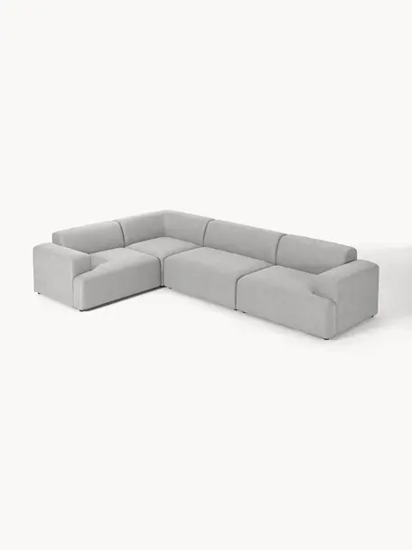 Sofá rinconera grande Melva (4 plazas), Tapizado: 100% poliéster Alta resis, Estructura: madera de pino y abeto ma, Patas: plástico. Este producto e, Tejido gris claro, An 339 x F 220 cm, chaise longue izquierda