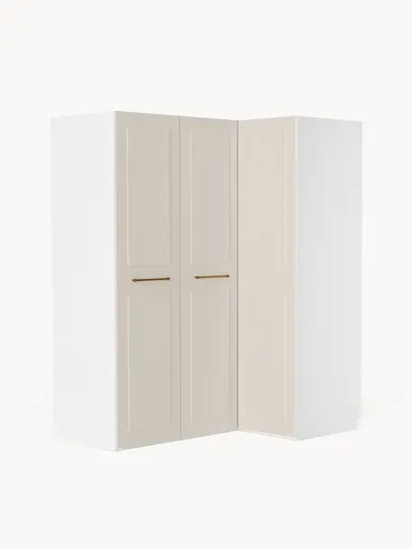 Armario esquinero modular Charlotte, 3 puertas (165 cm), diferentes variantes, Estructura: tablero aglomerado revest, Beige, Interior Basic (An 165 x Al 200 cm) esquinero