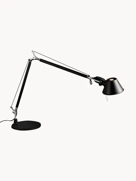Lampa biurkowa Tolomeo, Stelaż: aluminium powlekane, Czarny, S 78 x W 65 - 129 cm