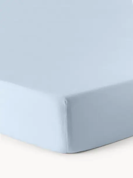 Flanelové napínací prostěradlo na topper Biba, Světle modrá, Š 200 cm, D 200 cm, V 15 cm