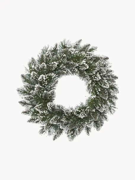 Ghirlanda di Natale Finley Ø50 cm, Plastica, Verde, bianco, Ø 50 x Alt. 15 cm
