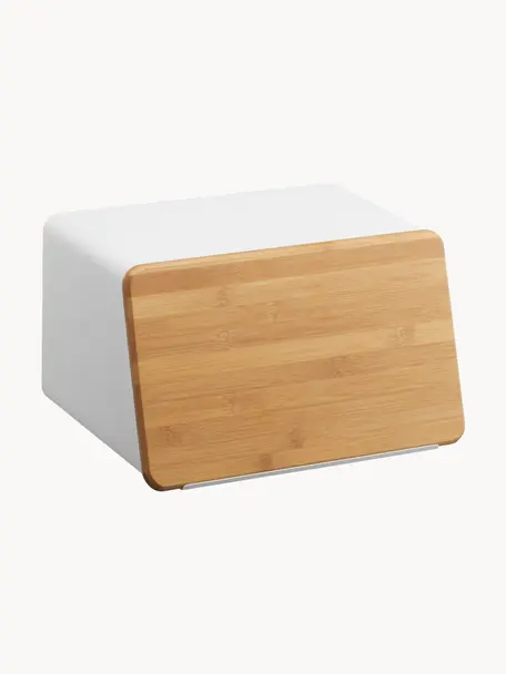 Boîte à pain avec planche à découper en guise de couvercle Tower, Blanc, bois clair, larg. 32 x long. 19 cm