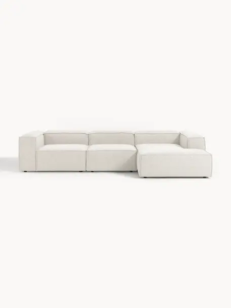 Modulares Ecksofa Lennon aus Bouclé, Bezug: Bouclé (100 % Polyester) , Gestell: Massives Kiefernholz, Spe, Bouclé Off White, B 327 x T 180 cm, Eckteil rechts