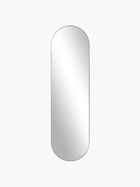 Specchio ovale da parete Lucia, Cornice: metallo, Superficie dello specchio: lastra di vetro, Retro: pannello di fibra a media, Dorato, Larg. 40 x Alt. 140 cm