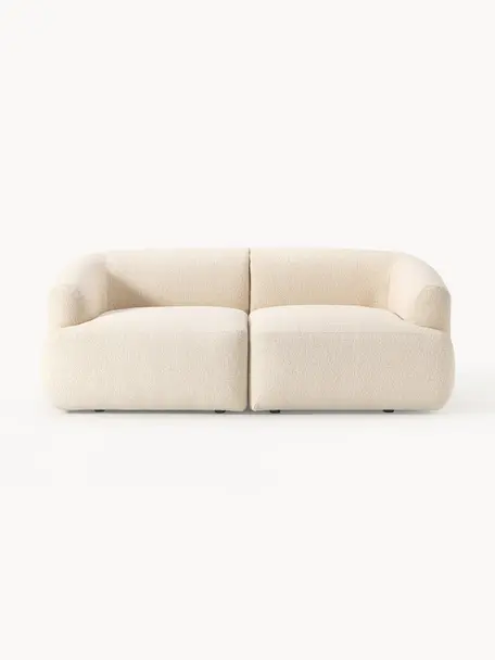 Modulares Bouclé-Sofa Sofia (2-Sitzer), Bezug: Bouclé (100 % Polyester) , Gestell: Fichtenholz, Spanplatte, , Füße: Kunststoff Dieses Produkt, Bouclé Hellbeige, B 190 x T 103 cm