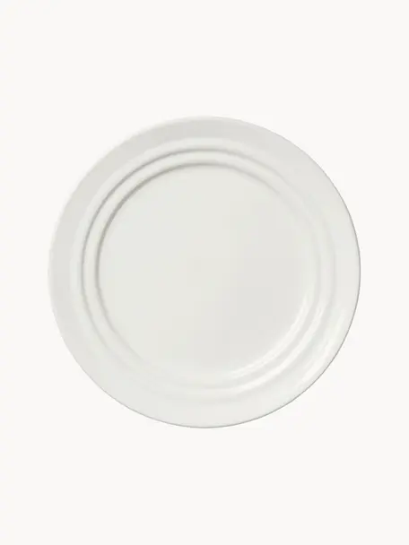 Ručně vyrobený talíř na dort Stevns, Glazovaná kamenina, Tlumeně bílá, lesklá, Ø 16 cm