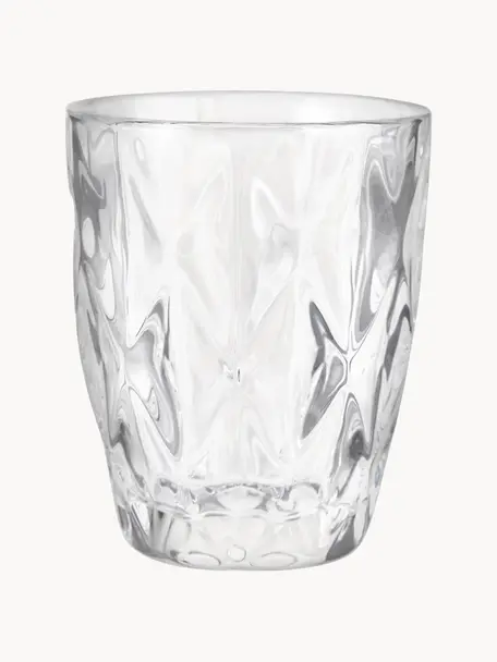 Vasos con relieve Colorado, 4 uds., Vidrio, Transparente, Ø 8 x Al 10 cm, 260 ml