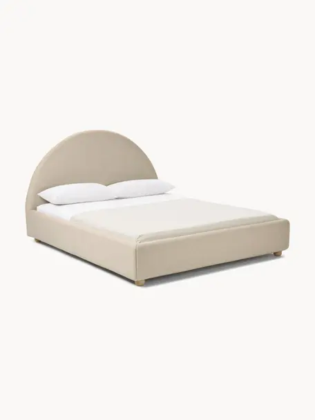 Polsterbett Ebba, Bezug: 100 % Polypropylen Der ho, Korpus: Massives Kiefernholz und , Füße: Massives Kiefernholz, Webstoff Beige, B 140 x L 200 cm