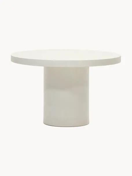 Mesa redonda de exterior Aiguablava, tamaños diferentes, material de cemento, Blanco Off White, Ø 120 x Al 75 cm