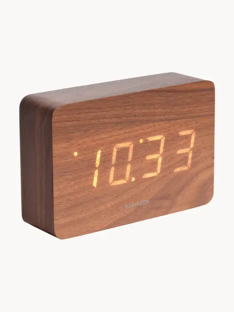 LED wekker Square met USB-aansluiting, Houtfineer, Hout, B 15 x H 10 cm