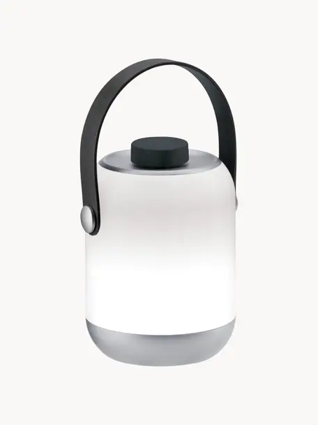Přenosná stmívatelná venkovní stolní lampa Clutch, Bílá, šedá, stříbrná, Ø 9 cm, V 12 cm