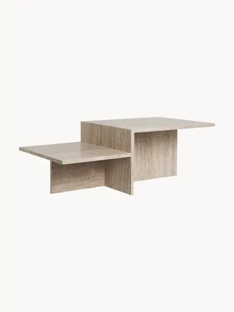 Table basse en travertin Distinct, Travertin, Travertin beige, larg. 100 x prof. 55 cm