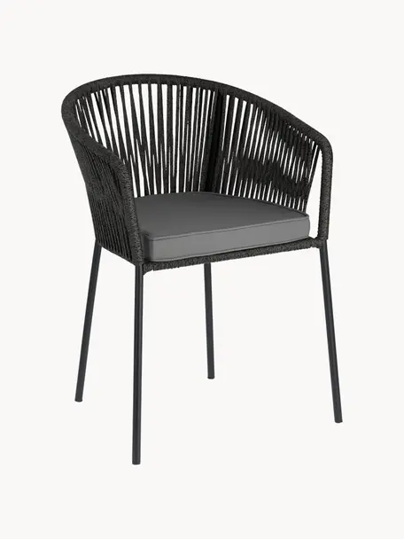 Záhradná stolička Yanet, Tmavosivá, čierna, Š 56 x H 55 cm