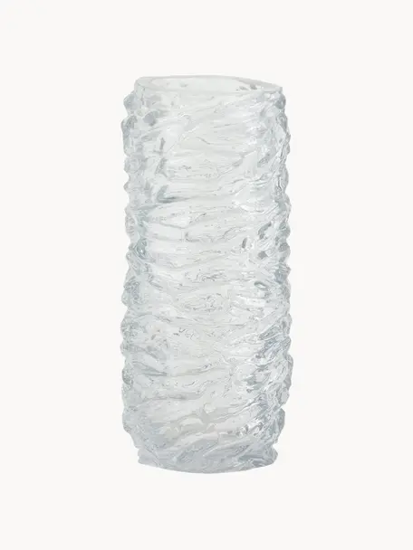 Jarrón alto de vidrio con relieve Maio, Vidrio, Transparente, Ø 12 x Al 28 cm